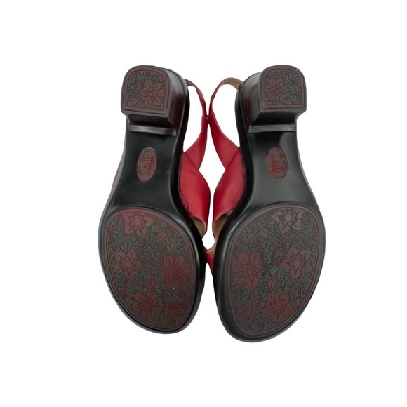Sofft Burgundy Sling Back Open Toe Heeled Leather Sandals Size 8 Narrow Women’s - Picture 9 of 9